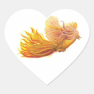 Rising Phoenix Bird Heart Sticker