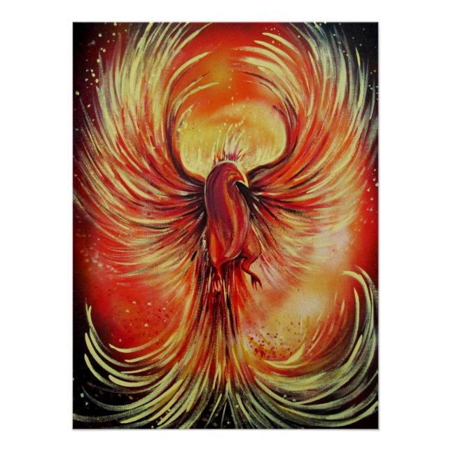 Rising Phoenix Fire Bird Bold Flame Fantasy Poster (Front)
