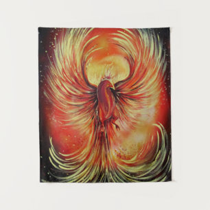 Rising Phoenix Fire Bird Bold Flame Fantasy Tapestry