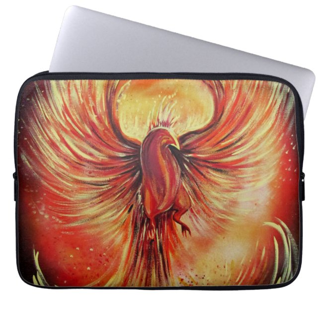 Rising Phoenix Fire Bird Bold Flame Mythical Laptop Sleeve (Front)