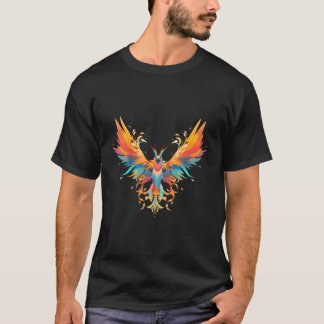 Rising Phoenix Fire Colourful Bird Open Wing Rebir T-Shirt