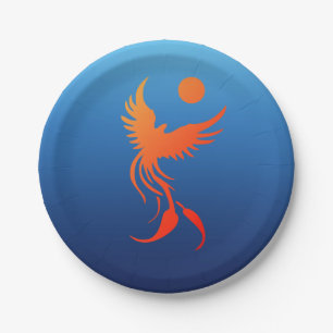 Rising Phoenix in Flames Paper Plate