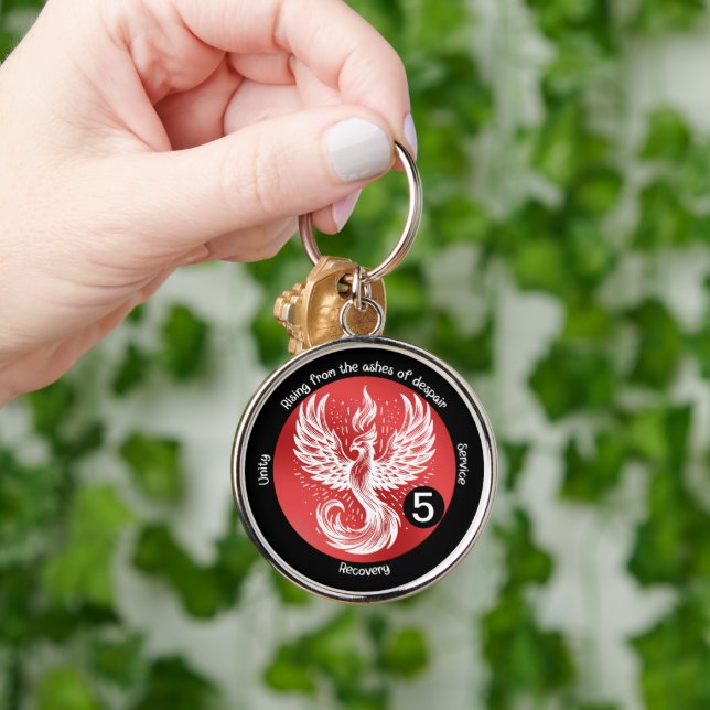 Rising Phoenix - Milestone in Recovery Gift Keychain (Hand)