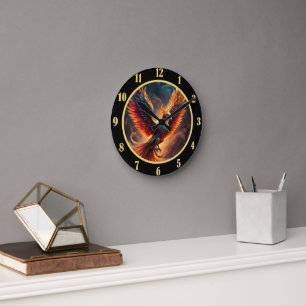 Rising Phoenix Round Clock
