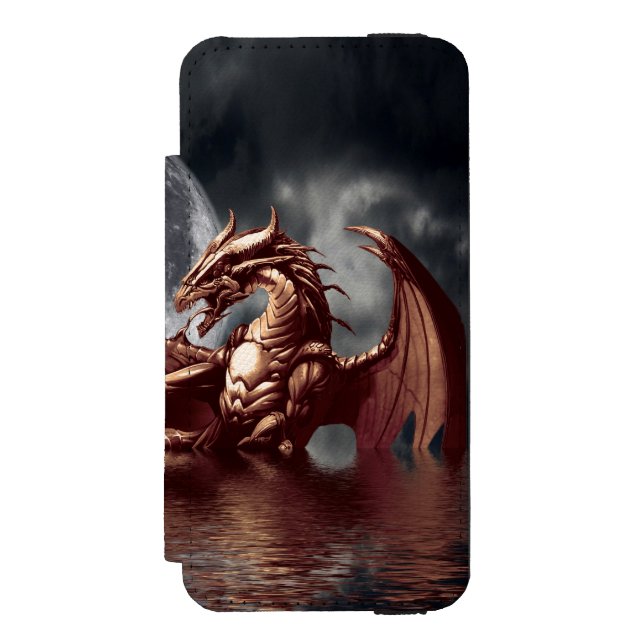 Rising Sea Dragon & Moon Fantasy Art Incipio iPhone Wallet Case (Folio Front)