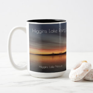 Rising sun at Higgins Lake, Michigan Two-Tone Coffee Mug