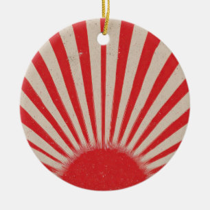 Rising Sun Background – Retro Vintage Rays Ceramic Ornament