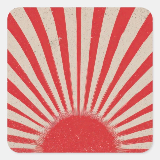 Rising Sun Background – Retro Vintage Rays Square Sticker (Front)