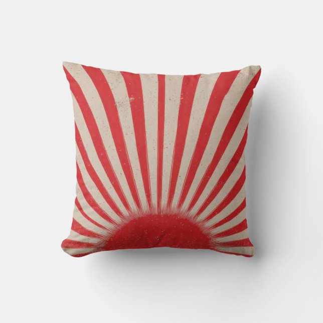 Rising Sun Background – Retro Vintage Rays Throw Pillow (Front)
