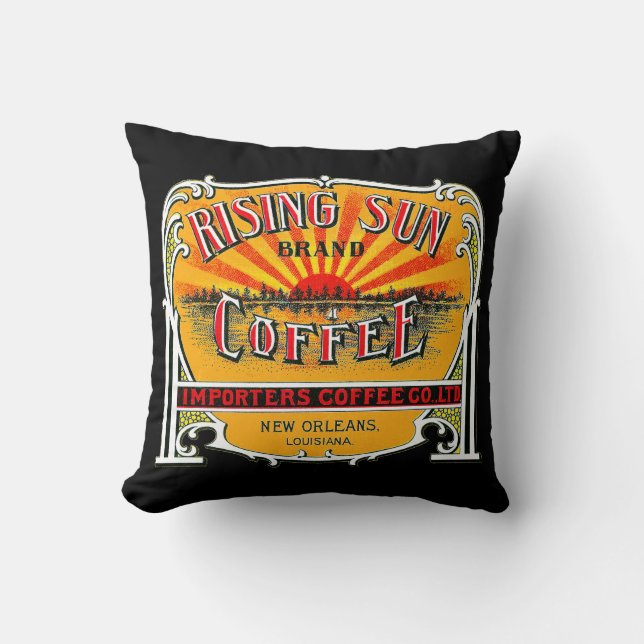 Rising Sun Coffee Throw Pillow (Front)