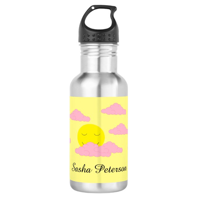 Rising Sun with Pink Clouds: 532 Ml Water Bottle (Front)
