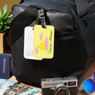 Rising Sun with Pink Clouds: Light Yellow Luggage Tag