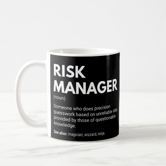 Risk Manager Funny Work Definition Coffee Mug (Left)