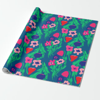 Riso Print Flower Color Wrapping Paper