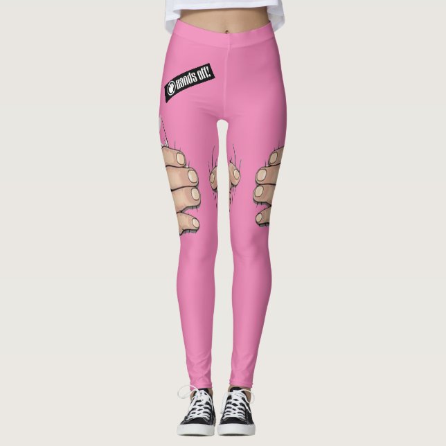 Risque Pink Prude Humour Funny Leggings (Front)