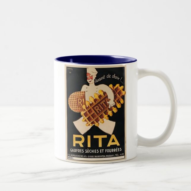 Rita Biscuits Vintage Ad Two-Tone Coffee Mug (Right)