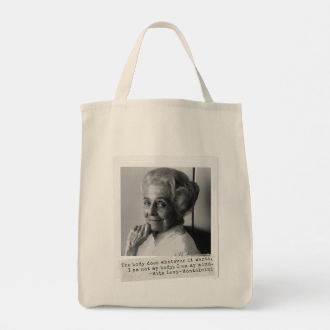 Rita Levi-Montalcini Quote Women in Science Tote Bag (Back)