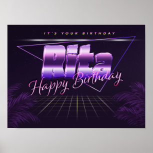 Rita Name Vorname lila retro Poster Geburtstag