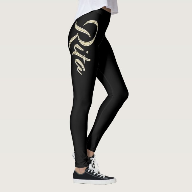 Rita white gold Handwriting trousers Leggings (Right)