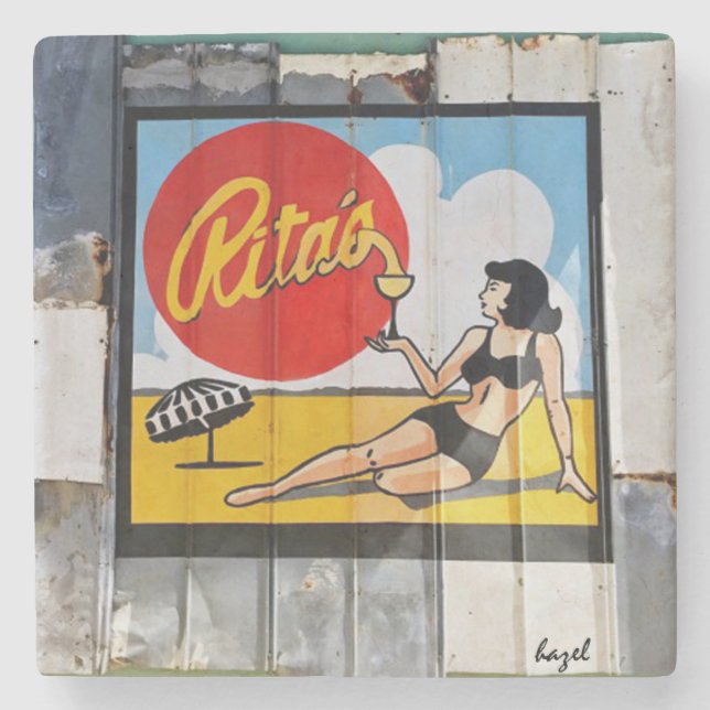 Rita's. Folly Beach, South Carolina Marble Coaster (Front)