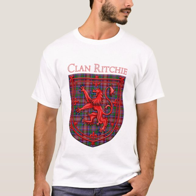 Ritchie Tartan Scottish Plaid Lion Rampant T-Shirt (Front)