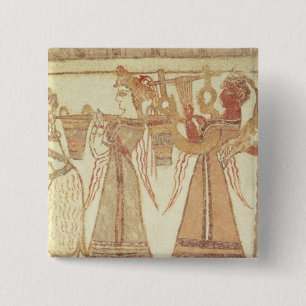 Ritual scene of worship 2 inch square button
