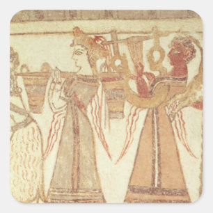 Ritual scene of worship square sticker