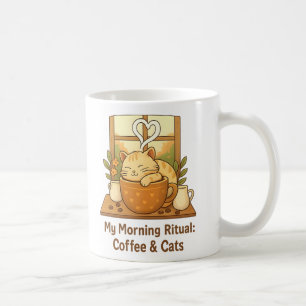 Rituel du matin mug : Chat confortable dans une ta
