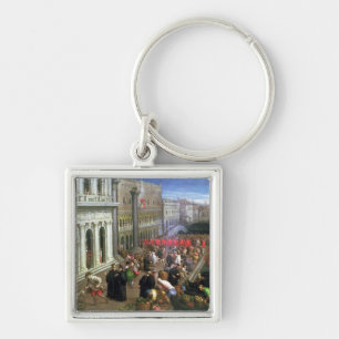 Riva degli Schiavoni, Venice (oil on canvas) (deta Keychain