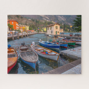 Riva del Garda Colourful Fishing Boats Italy Jigsaw Puzzle