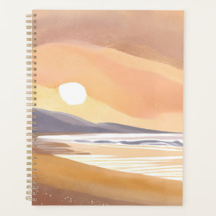 Rivage de coucher de soleil jaune   Peinture aquar