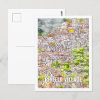 Rivello Village Italy Travel Place Watercolor