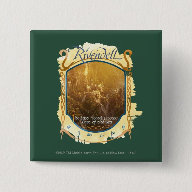 Rivendell Graphic 2 Inch Square Button (Front)