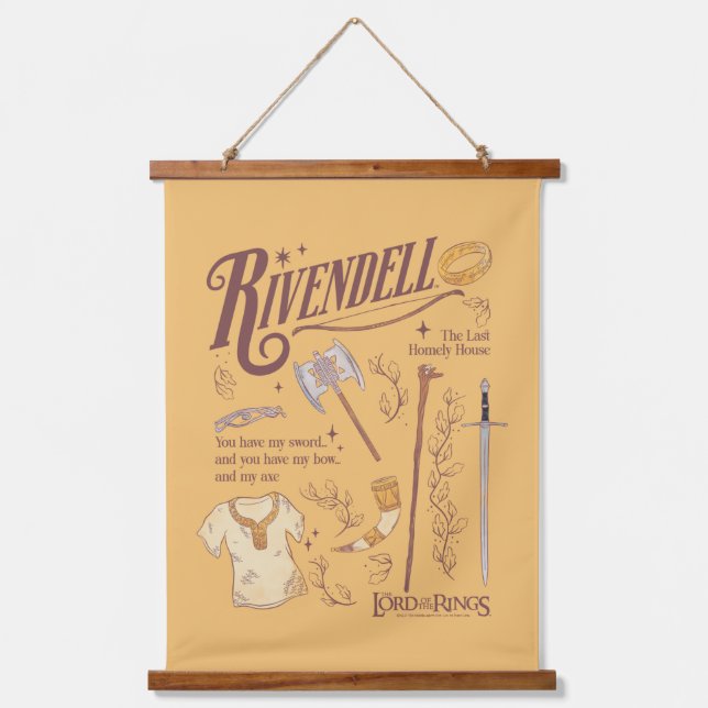 RIVENDELL™ Watercolor Collage Graphic Hanging Tapestry (Front)