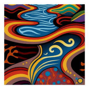 River, Aboriginal, dreamtime. Poster