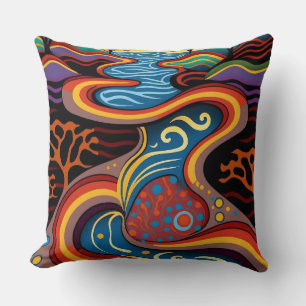 River, Aboriginal, dreamtime. Throw Pillow