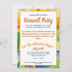 River Adventure Farewell Party Illustrated Nature Invitation