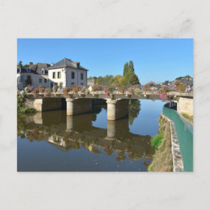 River and bridge at Josselin in France Holiday Postcard