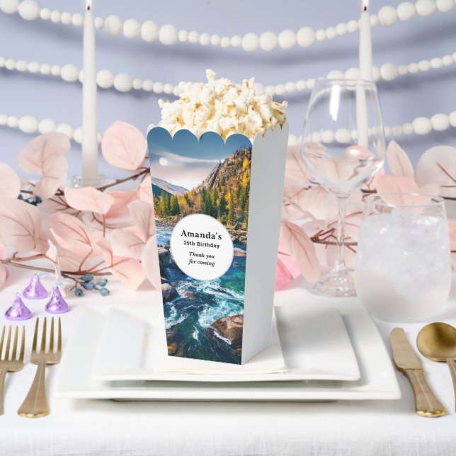 River and Mountains Scenic Birthday Thank You Favor Box (Wedding)