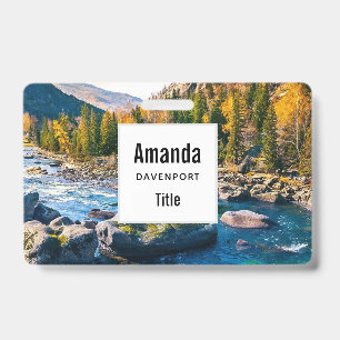 River and Mountains Scenic Photo Badge