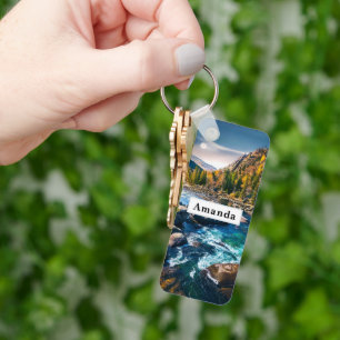 River and Mountains Scenic Photo Keychain