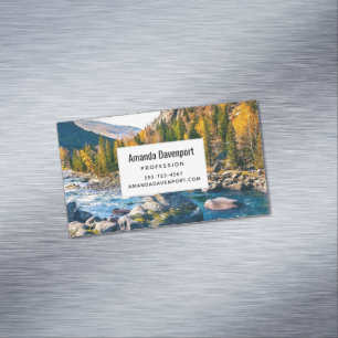 River and Mountains Scenic Photo Magnetic Business Card