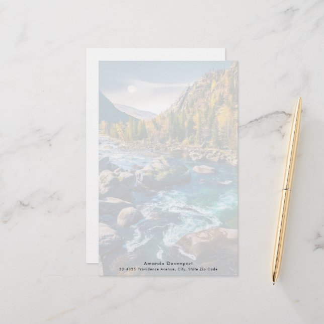 River and Mountains Scenic Photo Stationery (Front/Back In Situ)