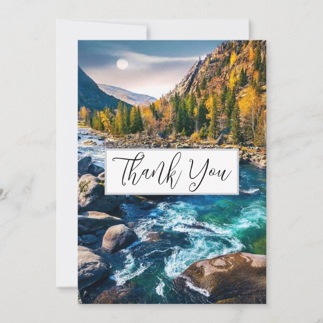 River and Mountains Scenic Photo Thank You Card (Front)