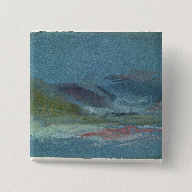 River bank, c.1830 2 inch square button (Front)