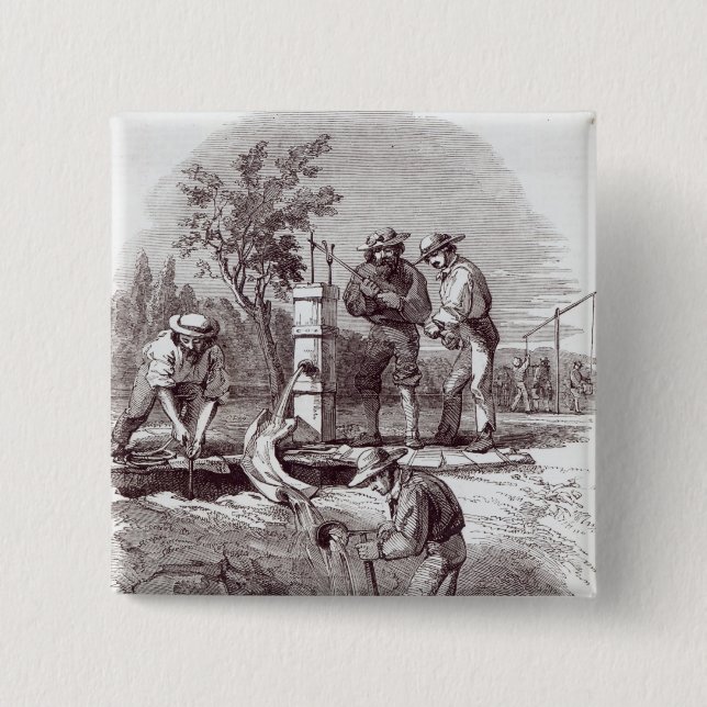 River-bed claim on the Turon 2 Inch Square Button (Front)