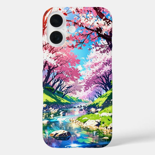 River Bend in Spring – Anime Landscape Case-Mate iPhone Case (Back)