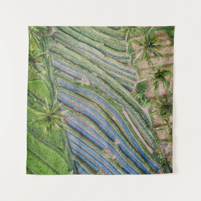 River between coconut trees painting tapestry (Front)