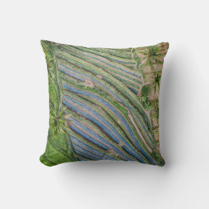 River between coconut trees painting throw pillow