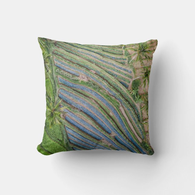 River between coconut trees painting throw pillow (Front)